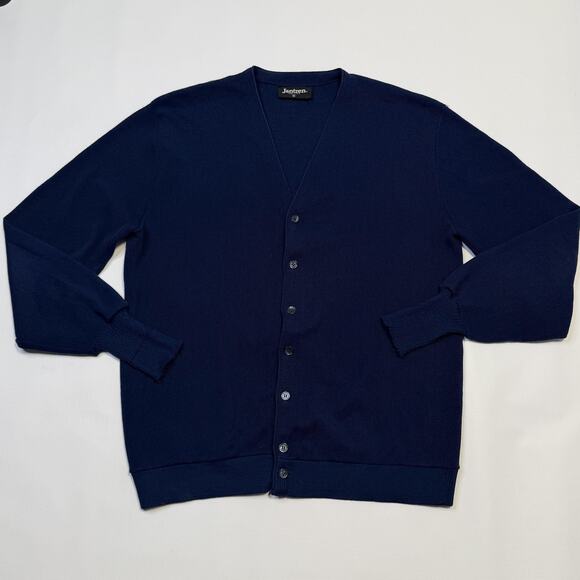 Jantzen Cardigan Sweater Mens Tall XL Blue V Neck Knit Grandpa Dad Cobain USA - Picture 1 of 9